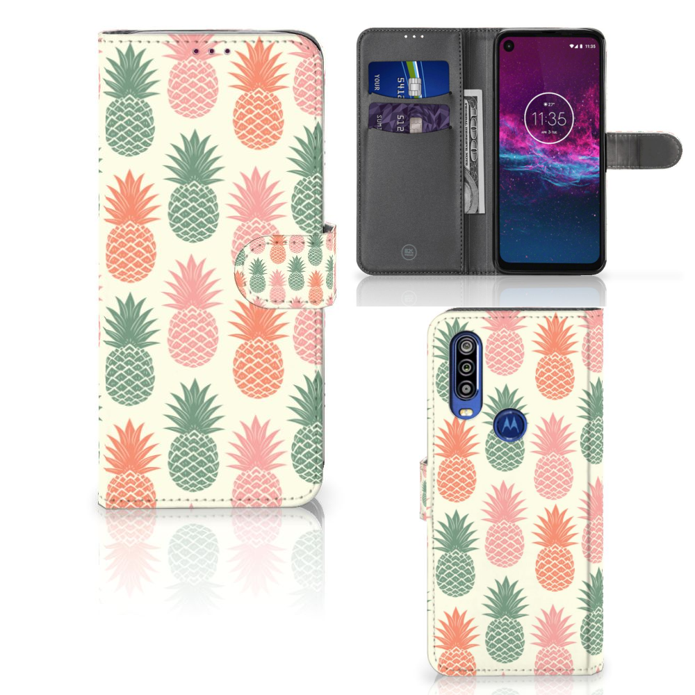 Motorola One Action Book Cover Ananas