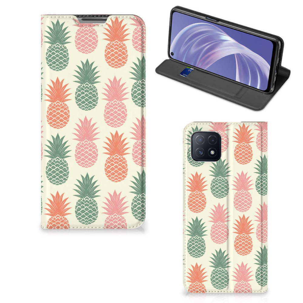 OPPO A73 5G Flip Style Cover Ananas 
