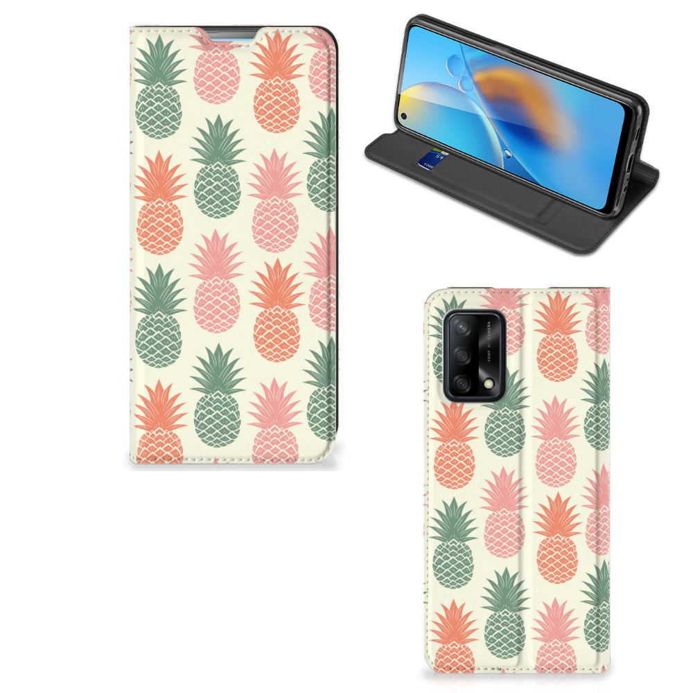 OPPO A74 4G Flip Style Cover Ananas 