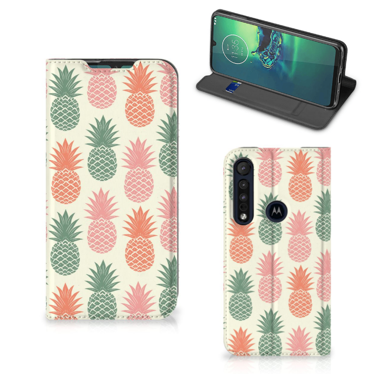 Motorola G8 Plus Flip Style Cover Ananas 