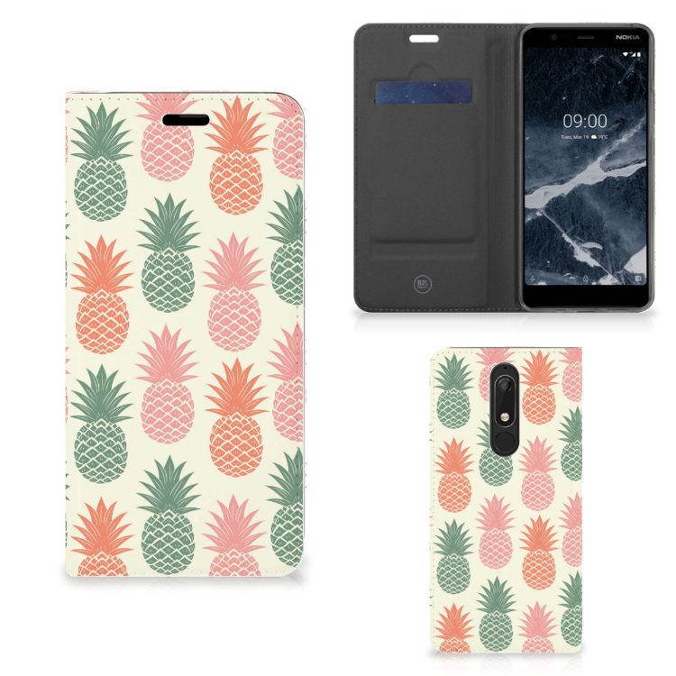 Nokia 5.1 (2018) Flip Style Cover Ananas 