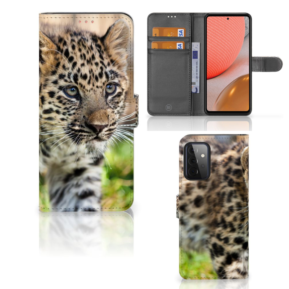 Samsung Galaxy A72 Telefoonhoesje met Pasjes Baby Luipaard