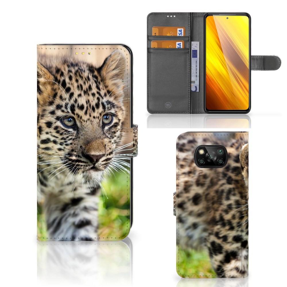 Xiaomi Poco X3 | Poco X3 Pro Telefoonhoesje met Pasjes Baby Luipaard