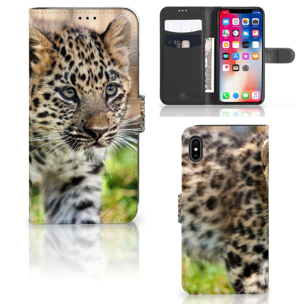 Apple iPhone Xs Max Uniek Boekhoesje Baby Luipaard