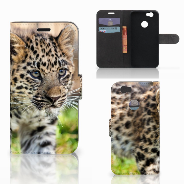 Huawei Nova Telefoonhoesje met Pasjes Baby Luipaard