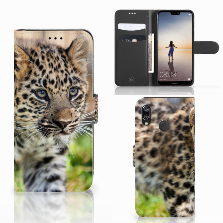 Huawei P20 Lite Uniek Boekhoesje Baby Luipaard