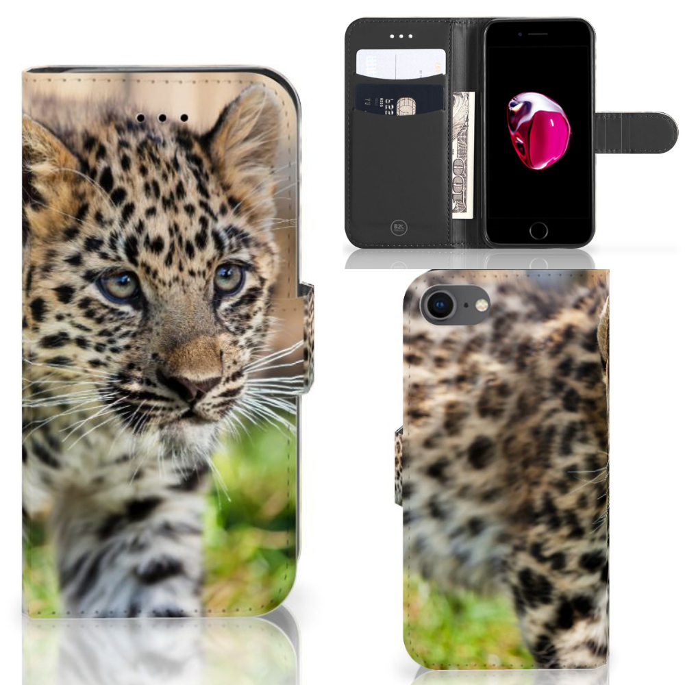 Apple iPhone 7 | 8 Uniek Boekhoesje Baby Luipaard