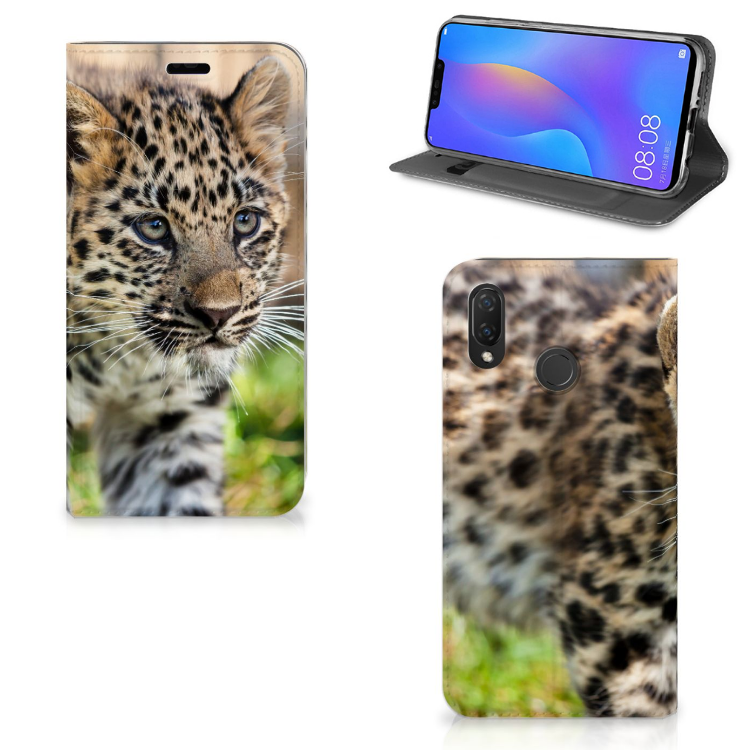 Huawei P Smart Plus Uniek Standcase Hoesje Baby Luipaard