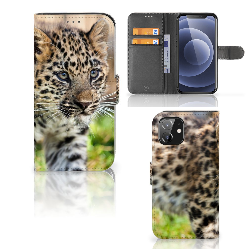 iPhone 12 | 12 Pro (6.1) Telefoonhoesje met Pasjes Baby Luipaard
