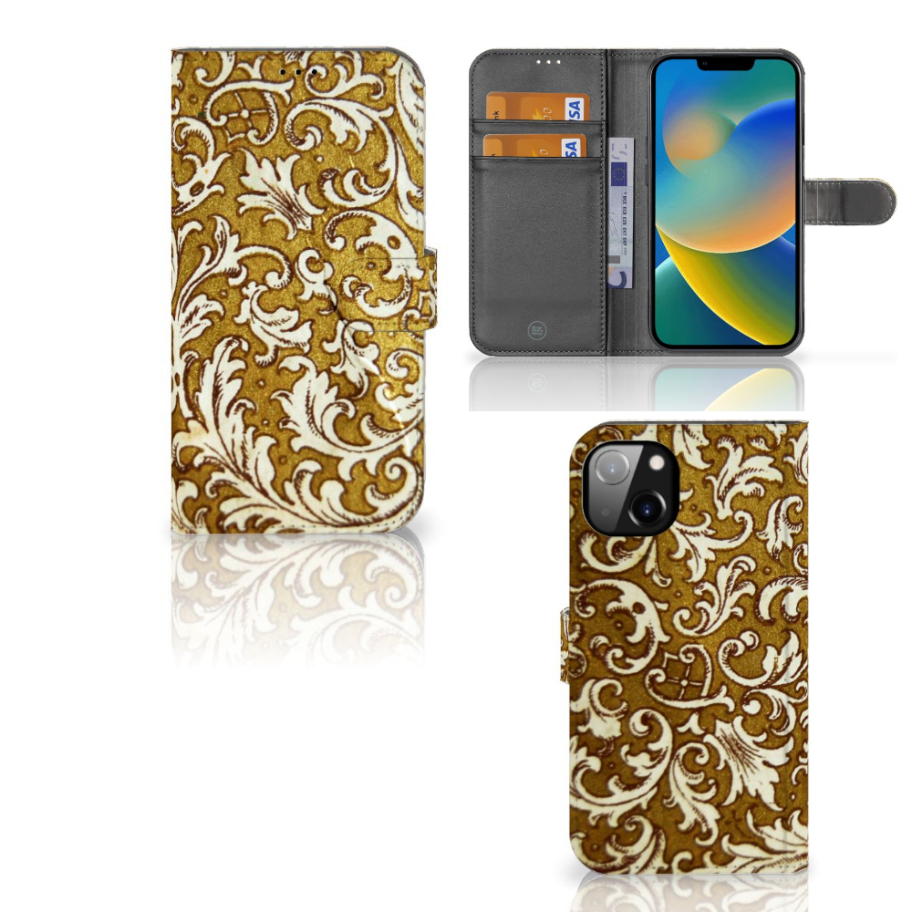 Wallet Case iPhone 14 Max Barok Goud