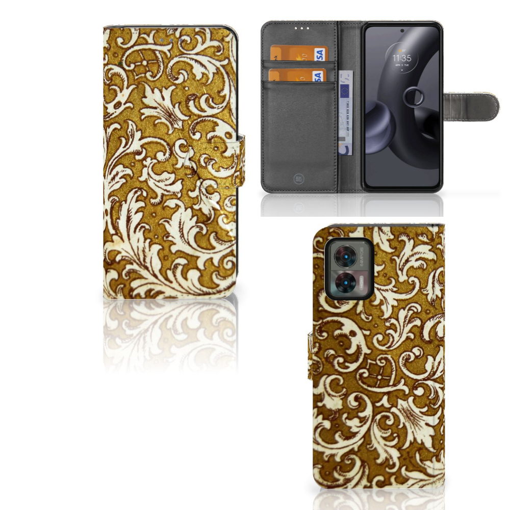 Wallet Case Motorola Edge 30 Neo Barok Goud