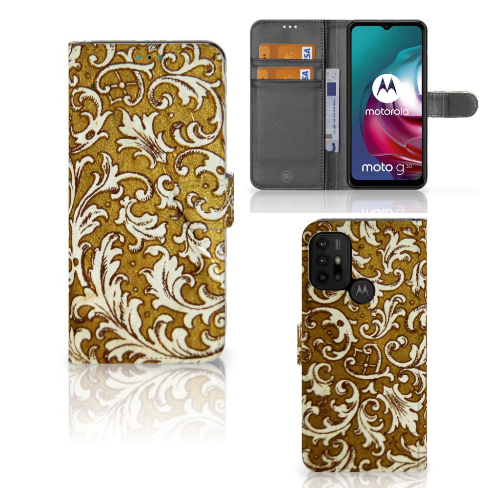 Wallet Case Motorola Moto G10 | G20 | G30 Barok Goud