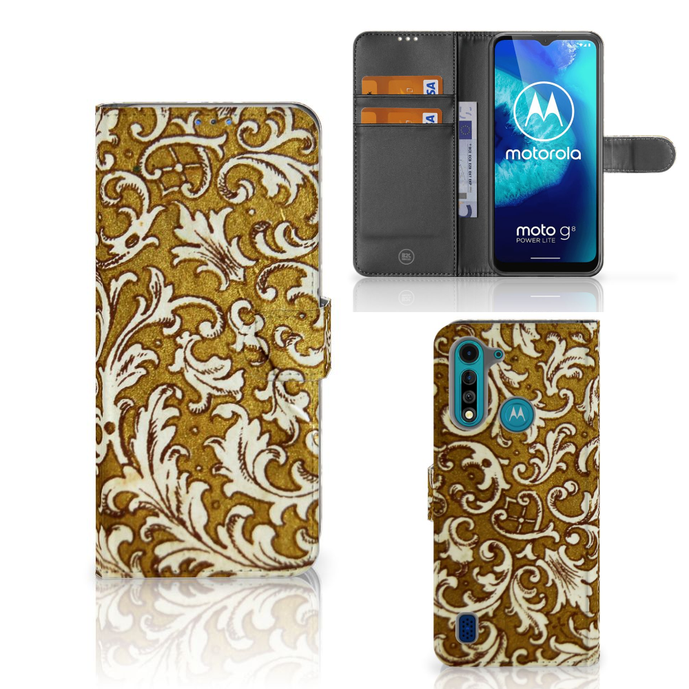 Wallet Case Motorola G8 Power Lite Barok Goud
