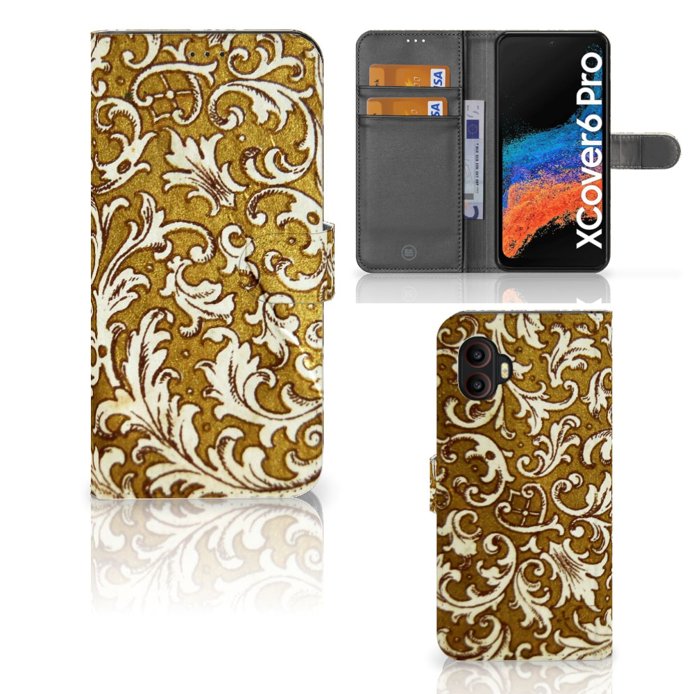Wallet Case Samsung Galaxy Xcover 6 Pro Barok Goud