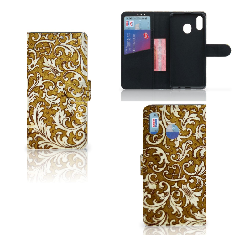 Wallet Case Samsung Galaxy M20 Barok Goud