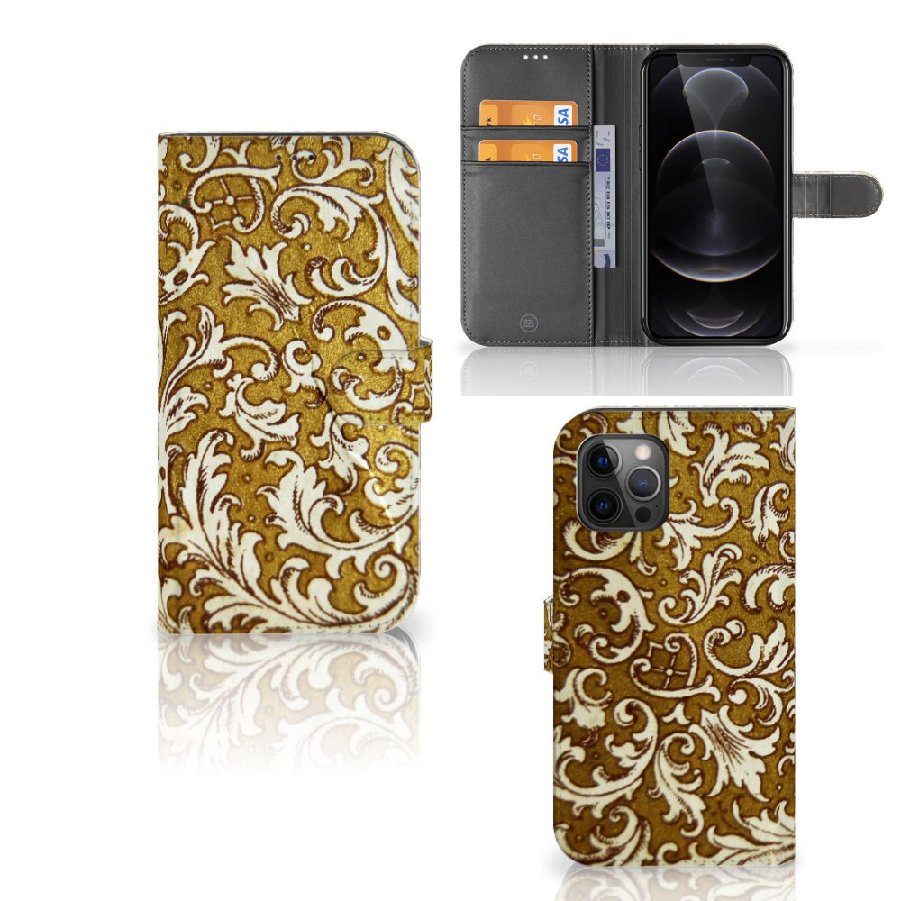 Wallet Case Apple iPhone 12 Pro Max Barok Goud