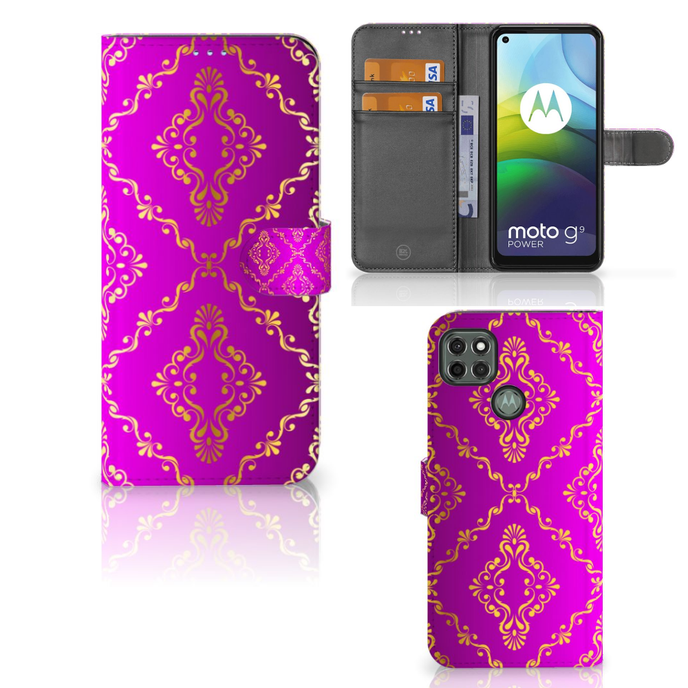 Wallet Case Motorola Moto G9 Power Barok Roze