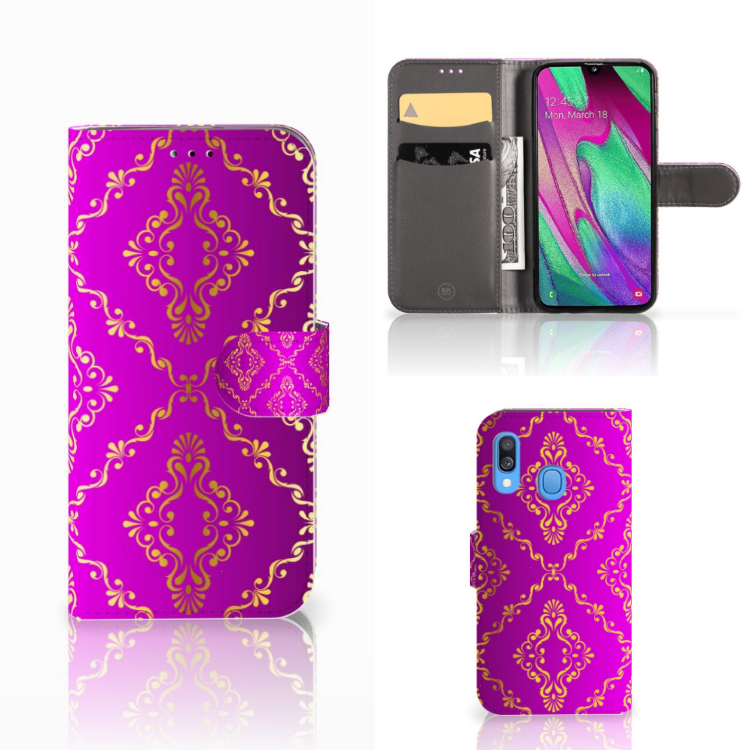 Wallet Case Samsung Galaxy A40 Barok Roze
