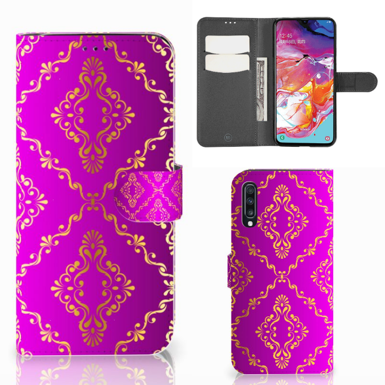 Wallet Case Samsung Galaxy A70 Barok Roze