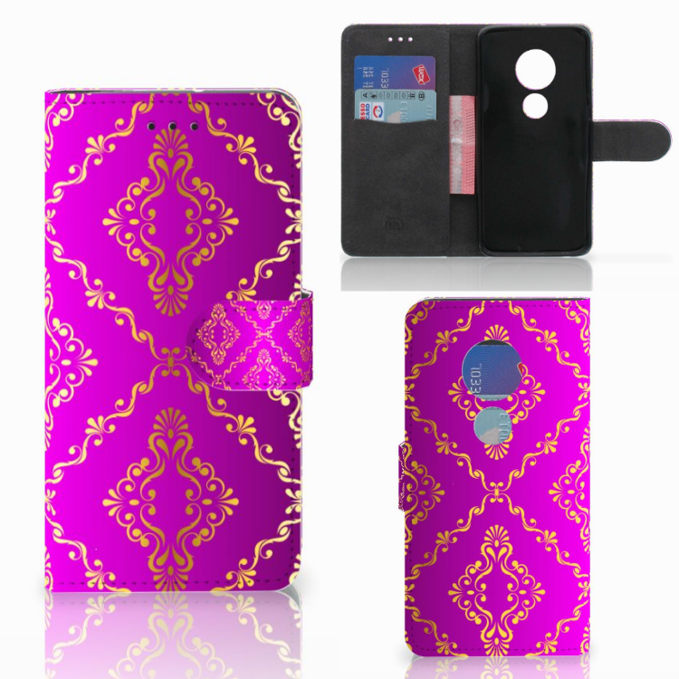 Wallet Case Motorola Moto G7 Play Barok Roze