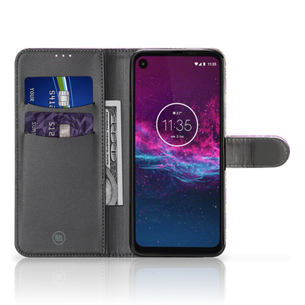Wallet Case Motorola One Action Barok Roze