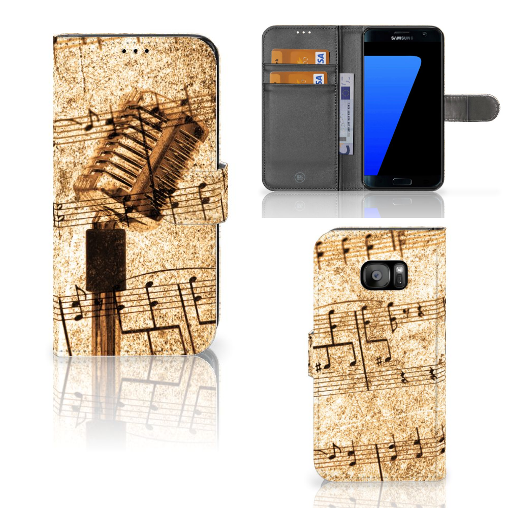 Samsung Galaxy S7 Edge Uniek Boekhoesje Bladmuziek Opbergvakjes