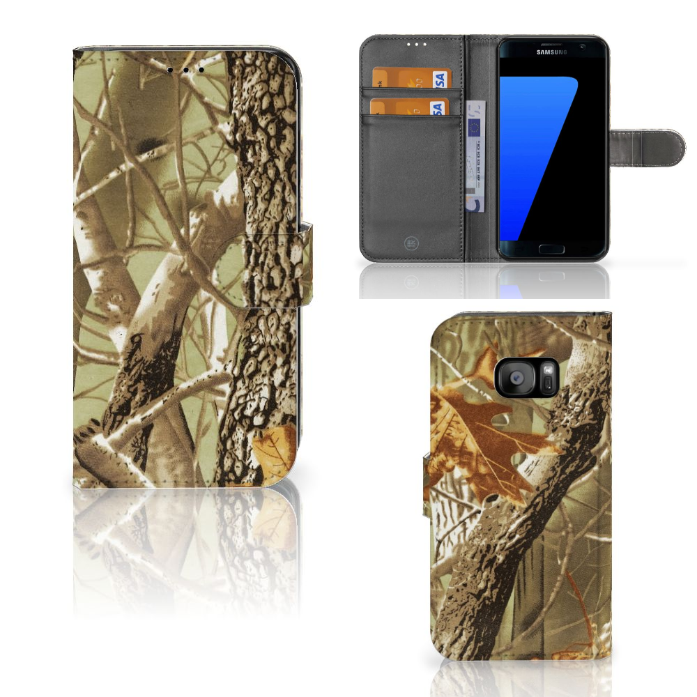 Samsung Galaxy S7 Edge Uniek Boekhoesje Camouflage Opbergvakjes