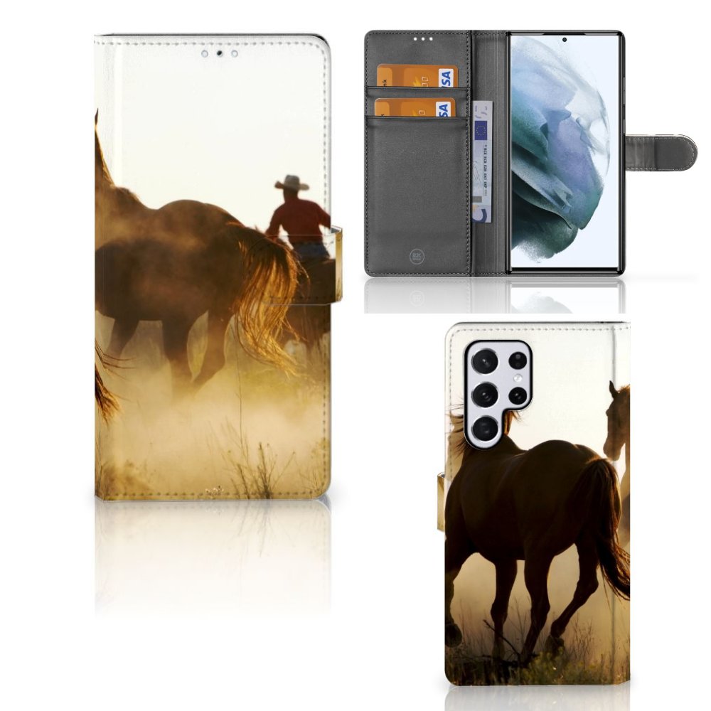 Samsung Galaxy S22 Ultra Telefoonhoesje met Pasjes Design Cowboy