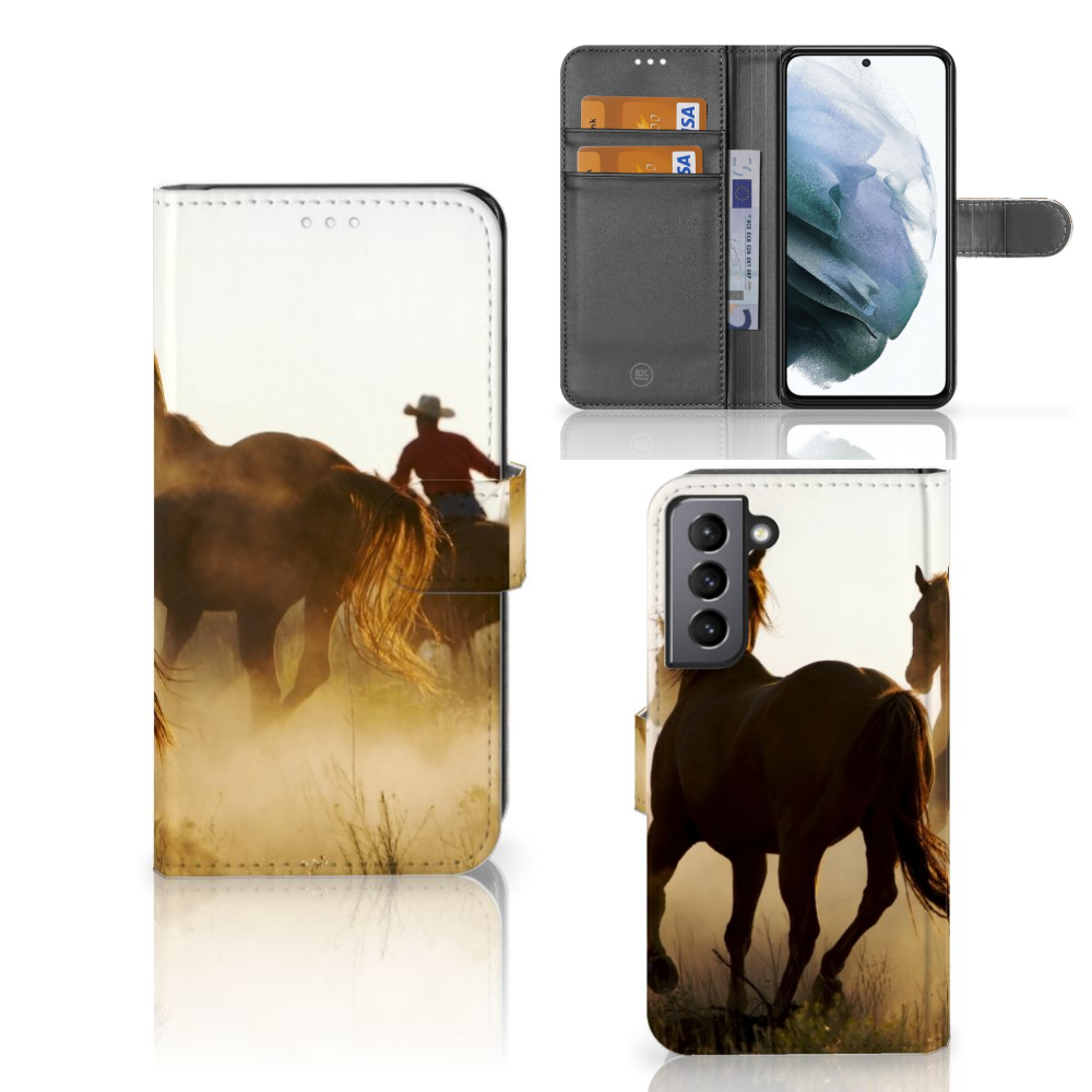 Samsung Galaxy S21 FE Telefoonhoesje met Pasjes Design Cowboy