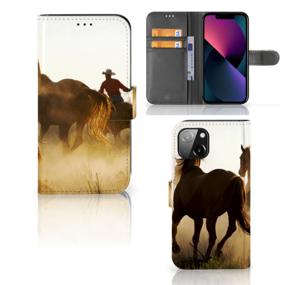 Apple iPhone 13 Telefoonhoesje met Pasjes Design Cowboy