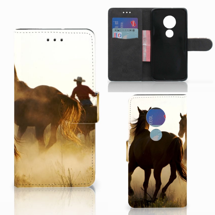 Motorola Moto G7 Play Telefoonhoesje met Pasjes Design Cowboy