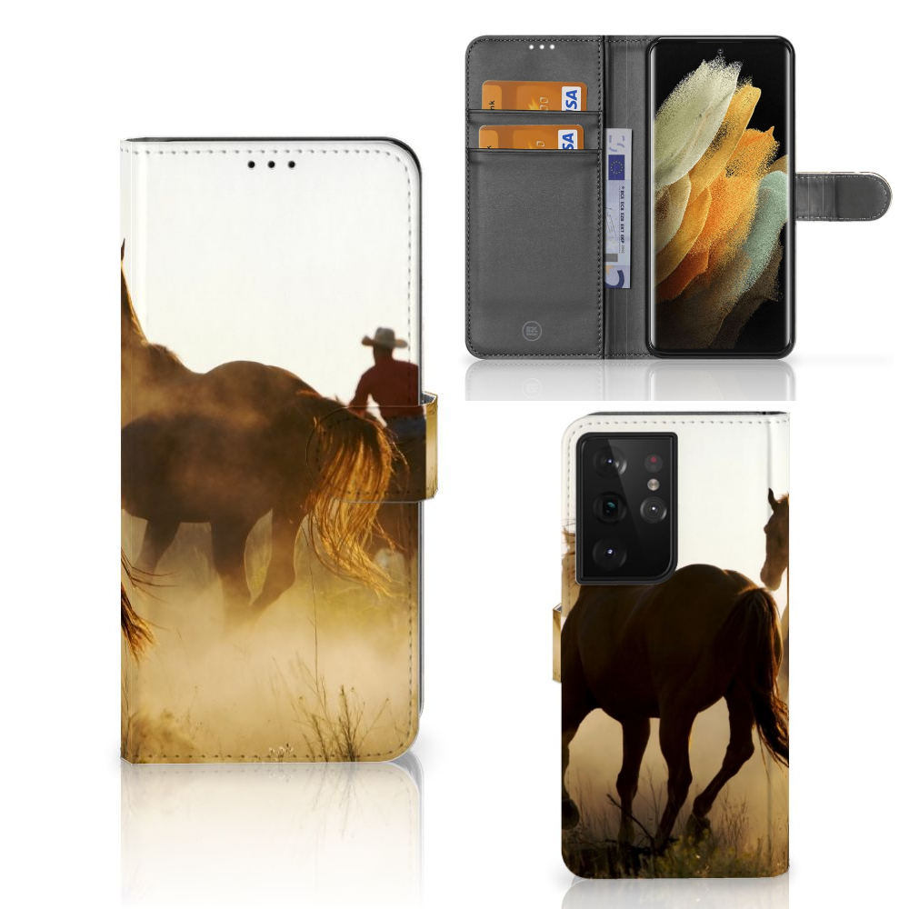Samsung Galaxy S21 Ultra Telefoonhoesje met Pasjes Design Cowboy