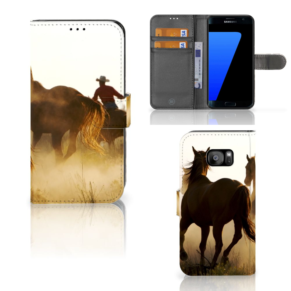 Samsung Galaxy S7 Edge Telefoonhoesje met Pasjes Design Cowboy