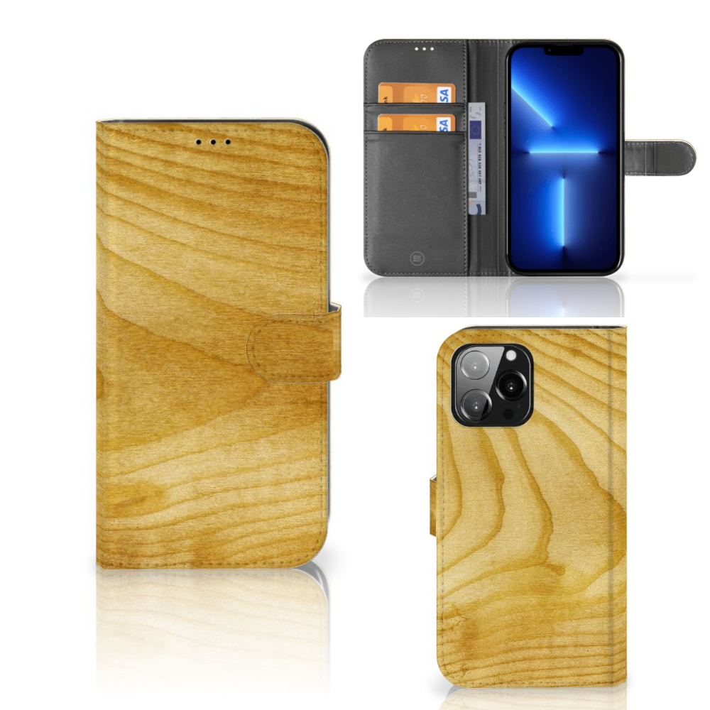 iPhone 13 Pro Max Book Style Case Licht Hout