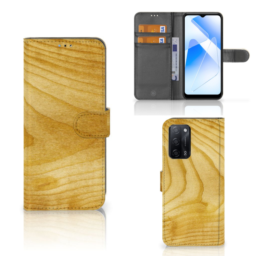 OPPO A16/A16s/A54s Book Style Case Licht Hout