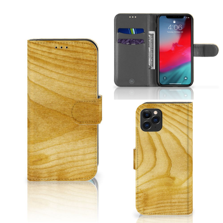 Apple iPhone 11 Pro Book Style Case Licht Hout