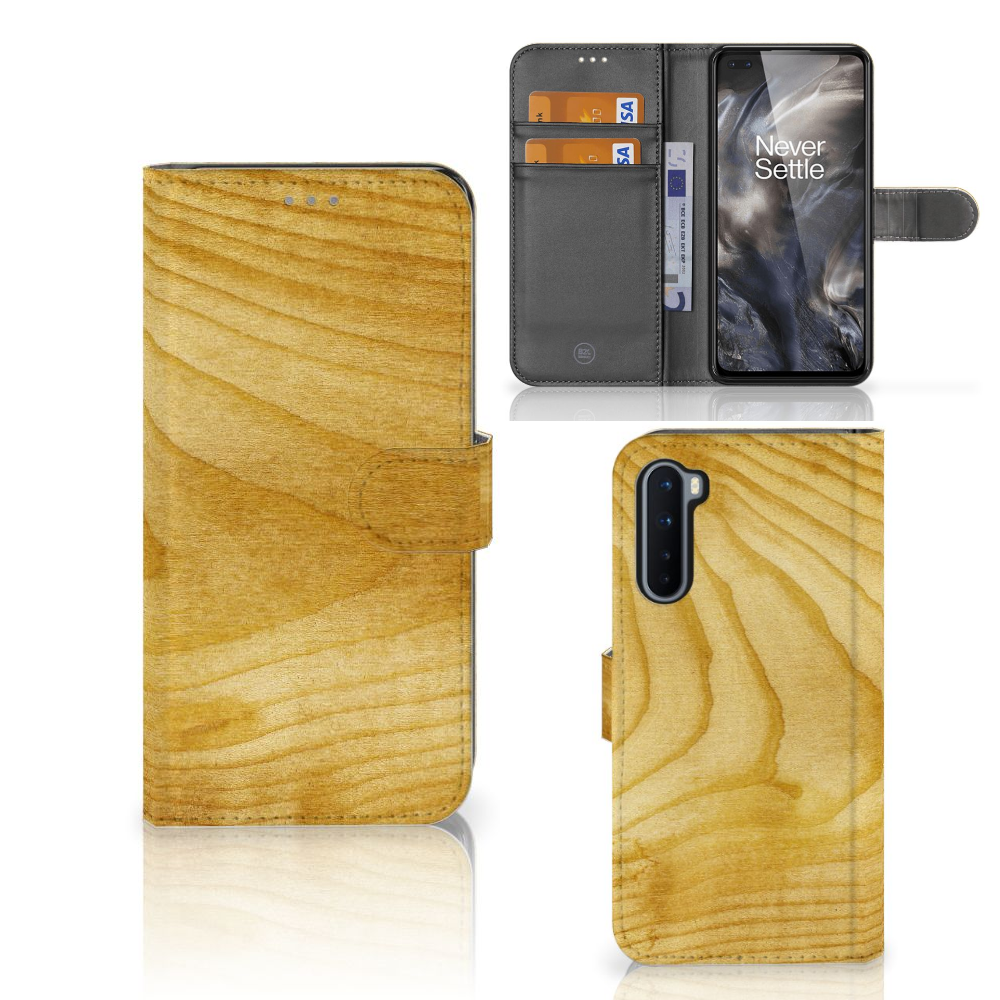 OnePlus Nord Book Style Case Licht Hout
