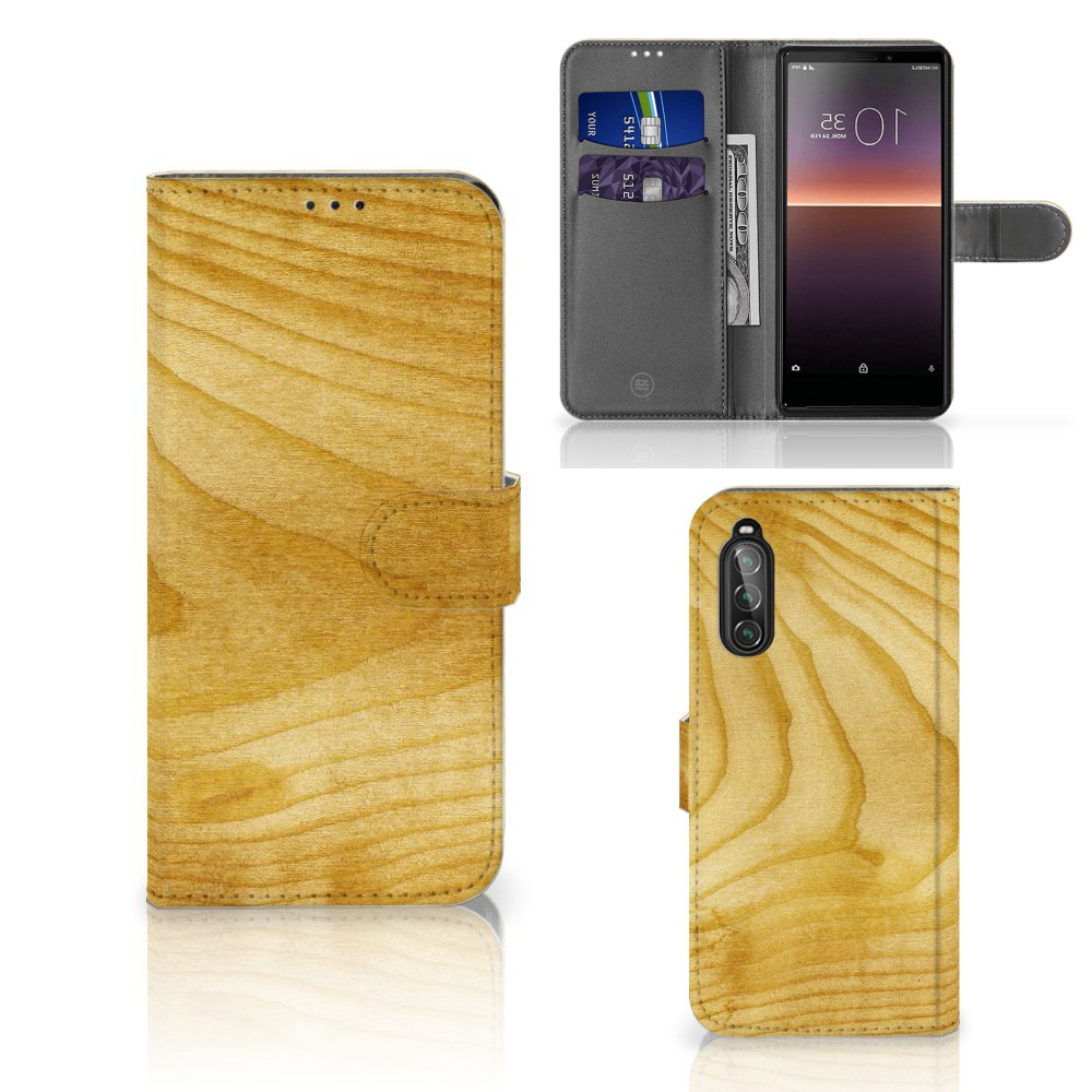Sony Xperia 10 II Book Style Case Licht Hout
