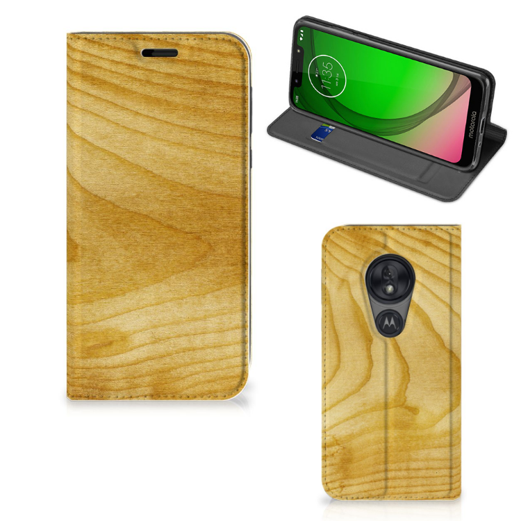 Motorola Moto G7 Play Book Wallet Case Licht Hout
