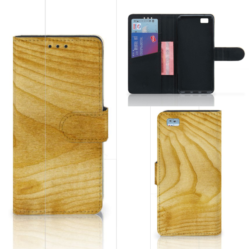 Huawei Ascend P8 Lite Book Style Case Licht Hout