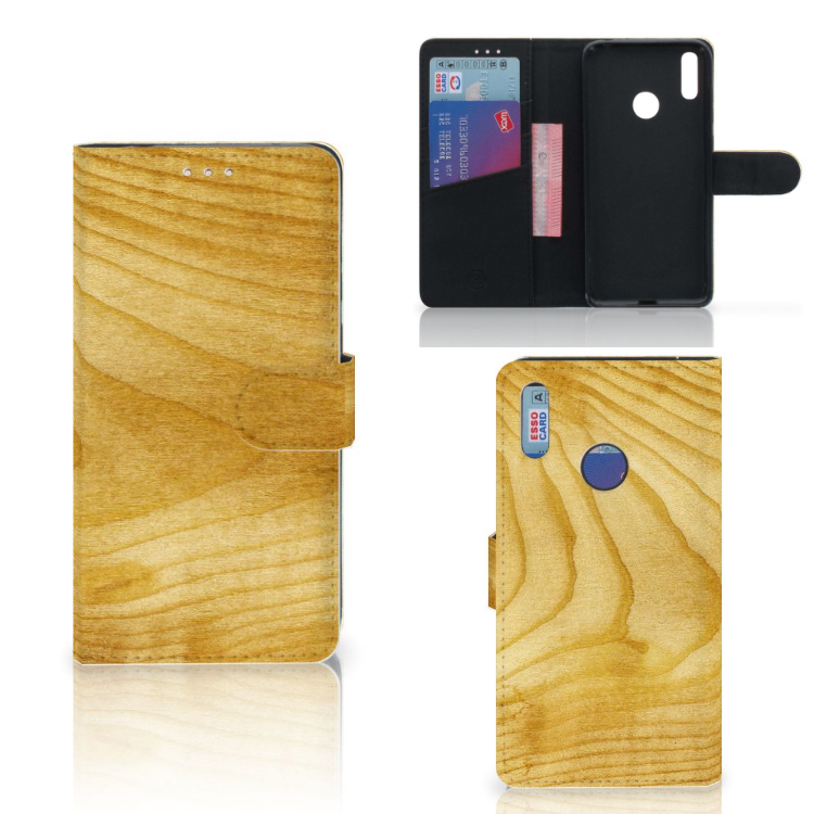 Huawei Y7 (2019) Book Style Case Licht Hout