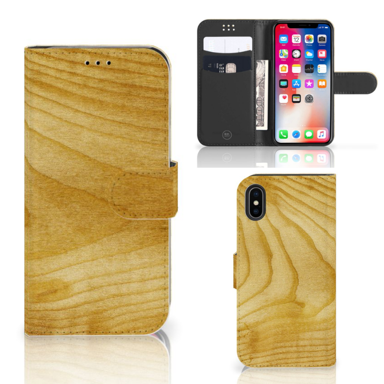 Apple iPhone X | Xs Book Style Case Licht Hout