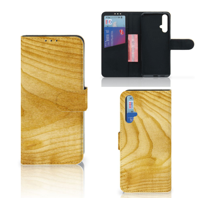 Honor 20 Book Style Case Licht Hout