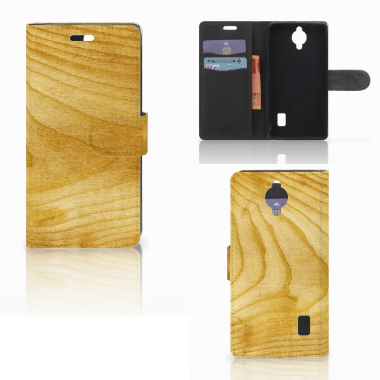 Huawei Y635 Book Style Case Licht Hout
