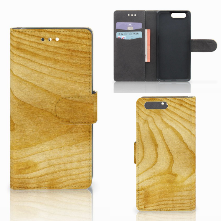 Huawei P10 Book Style Case Licht Hout