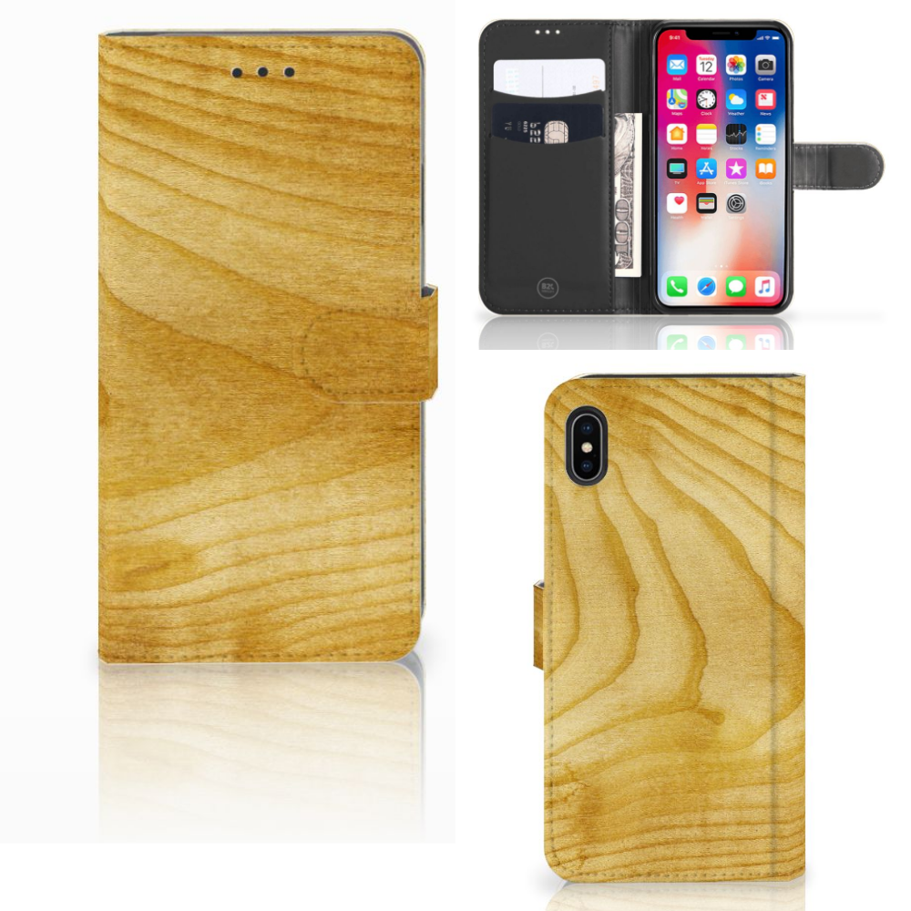 Apple iPhone Xs Max Book Style Case Licht Hout