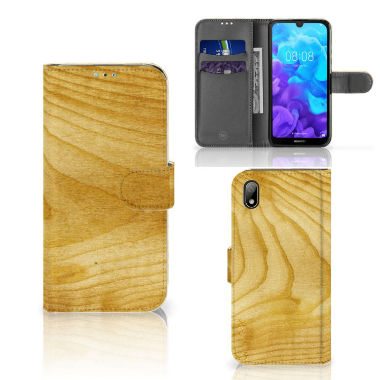 Huawei Y5 (2019) Book Style Case Licht Hout