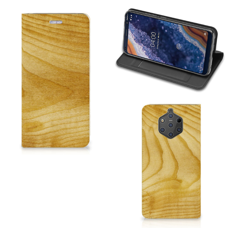 Nokia 9 PureView Uniek Standcase Hoesje Licht Hout