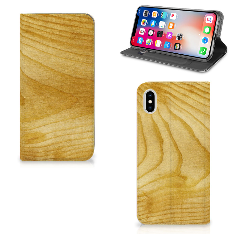 Apple iPhone Xs Max Uniek Standcase Hoesje Licht Hout