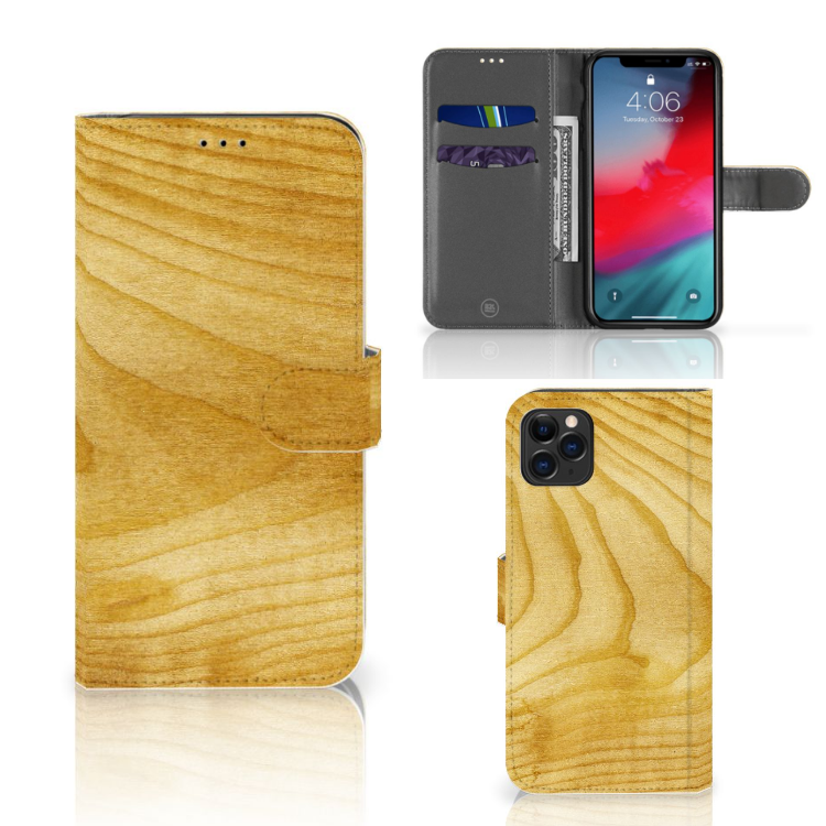 Apple iPhone 11 Pro Max Book Style Case Licht Hout
